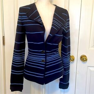 Cache Vintage Navy & Light Blue Striped Jacket